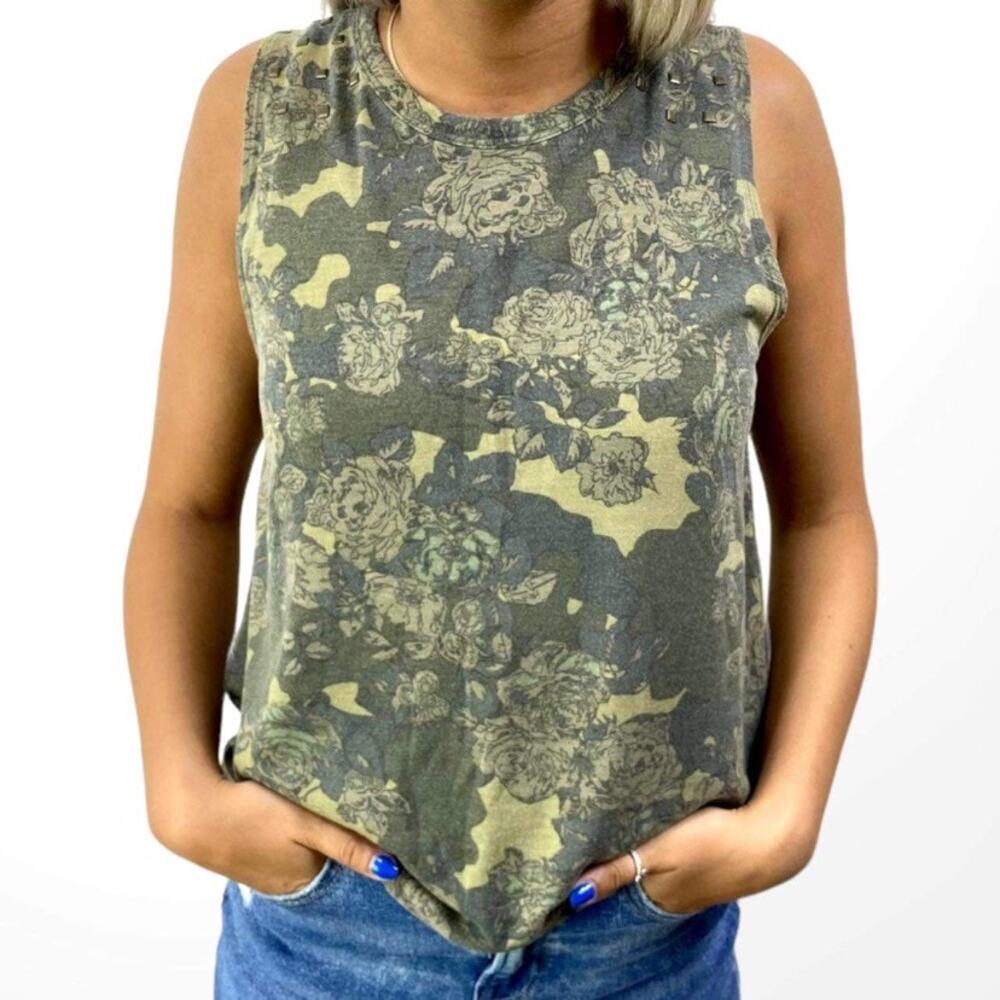 STRANDED Floral Camo Studded Embellished Tank